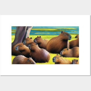 capybara group Posters and Art